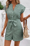 Button-Front Striped Romper