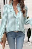 Ruffled Gingham Check Blouse