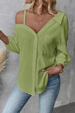 Off-Shoulder Button-Down Blouse