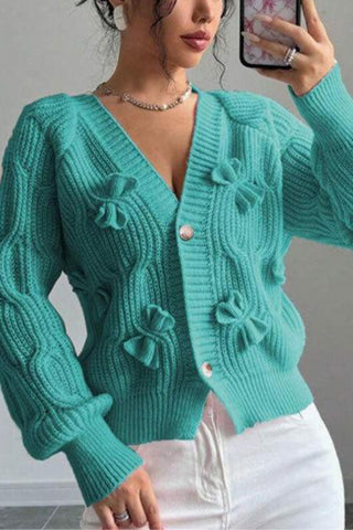 Charming Knit Cardigan with Bow Details