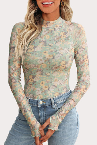 Long Sleeve Patterned Blouse