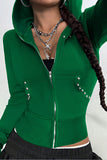 Stylish Hooded Zip-Up Sweatshirt