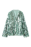 Sequin Wrap Blouse with Tie Waist