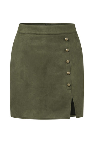 Button-Detail Mini Skirt