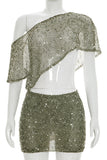 One-Shoulder Sequined Mini Dress