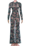 Floral Long-Sleeve Maxi Dress