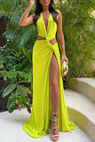 Plunging Cut-Out Maxi Dress