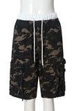 Camo Print Elastic Waist Casual Shorts