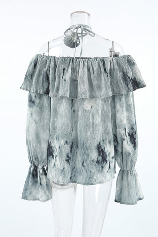 Off-Shoulder Ruffle Sleeve Blouse