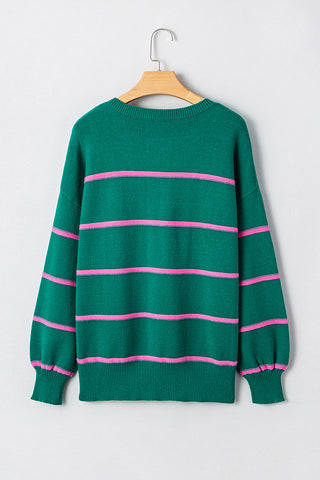 Striped Button-Front Sweatshirt