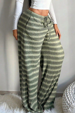 Striped Wide-Leg Casual Pants
