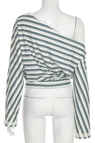 Off-Shoulder Striped Blouse