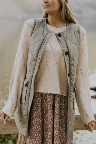 Quilted Longline Vest with Pockets