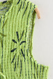 Smocked Tie-Front Top with Leaf Design