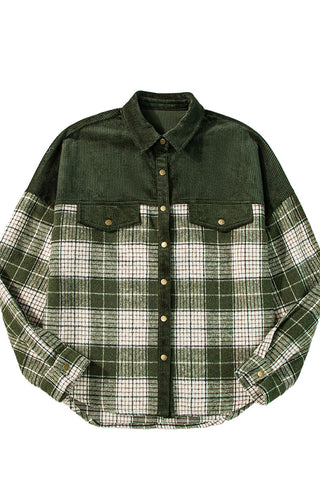 Plaid Corduroy Button-Up Shirt