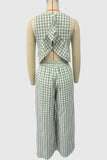 Gingham Peplum Pants Set