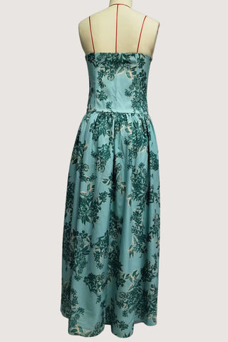 Strapless Floral Evening Gown