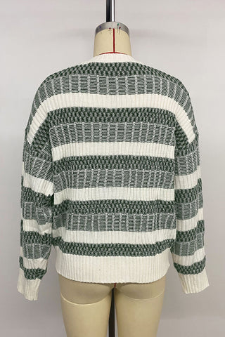 Striped Ribbed Knit Sweater