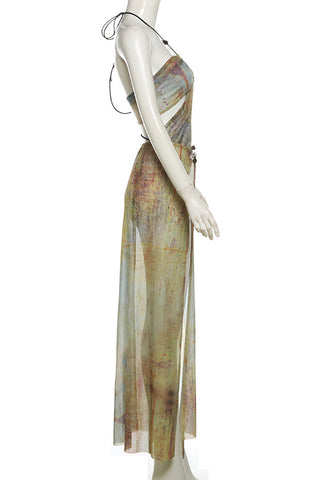 Tie-Dye Cutout Vacation Dress