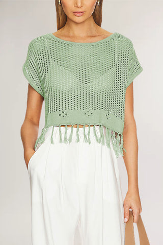 Fringe Hem Knit Blouse