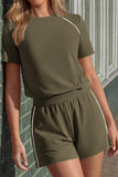 Casual Short Set with Contrast Detail