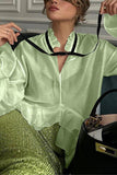 Ruffle-Trim Blouse with Tie Neck