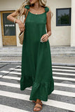 Ruffled-Shoulder Flowy Maxi Dress