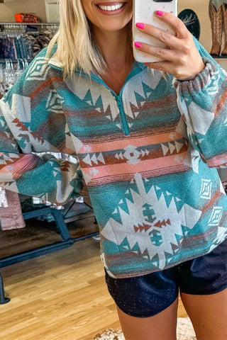 Quarter-Zip Aztec Sweatshirt