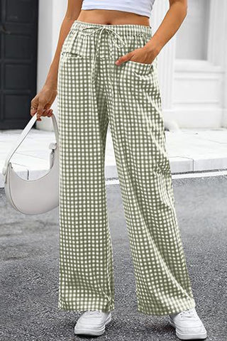 Relaxed Fit Gingham Casual Pants