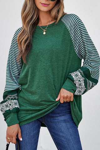 Striped Sleeve Casual Top