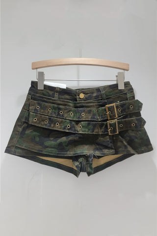 Belted High-Waist Casual Shorts