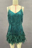 Fringe and Feathered Mini Dress