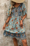 Patterned V-Neck Summer Dress