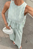 Gingham Peplum Pants Set