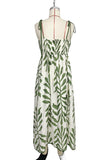 Leaf Print Maxi Casual Dress