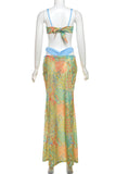Vibrant Paisley Skirt Set with Twist Top