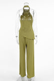 Elegant High Neck Pants Set