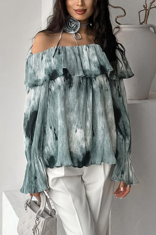 Off-Shoulder Ruffle Sleeve Blouse