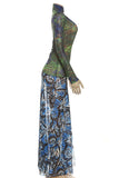 Keyhole Printed Casual Maxi Dress