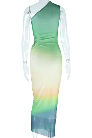 One-Shoulder Ombre Maxi Dress
