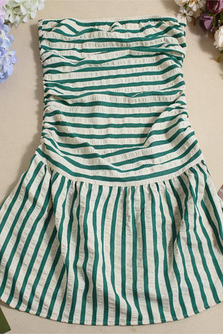 Strapless Striped Casual Dress