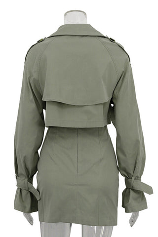 Button-Front Skirt Set with Jacket