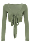Tie-Front Long Sleeve Top