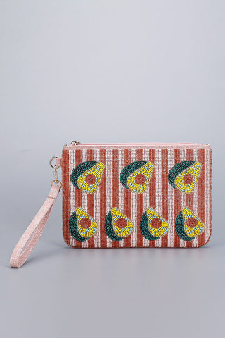Embellished Lemon Design Wristlet Pouch