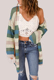 Striped Open-Front Knit Cardigan