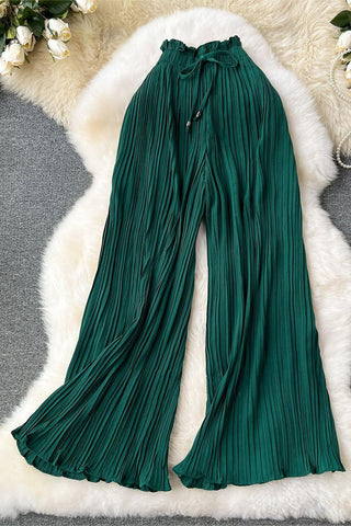Pleated High-Waist Casual Pants