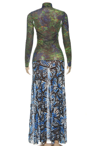 Keyhole Printed Casual Maxi Dress