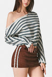 Off-Shoulder Striped Blouse