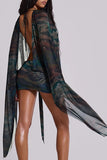 Tie-Front Sheer Sleeve Mini Dress