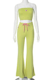Strapless Top and Flared Pants Set